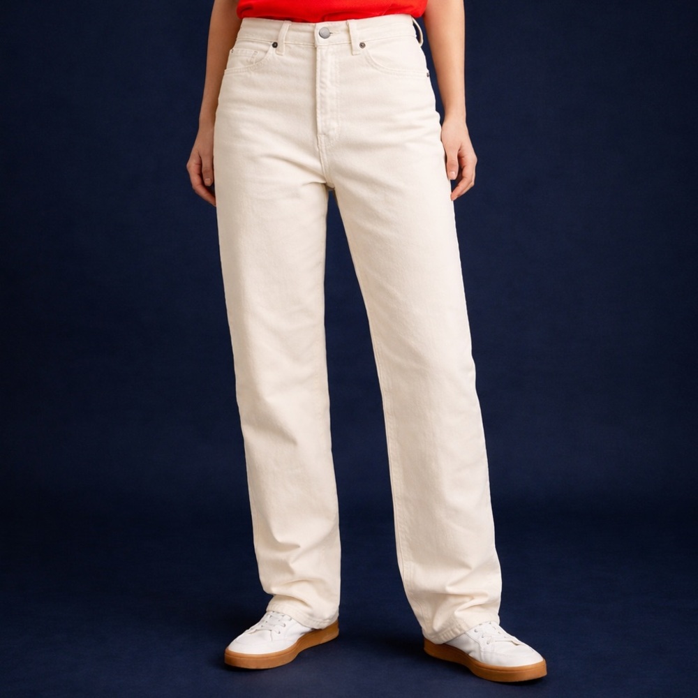 H&M High Straight Cream, Solid-color Jeans - Size: 2 - NWOT